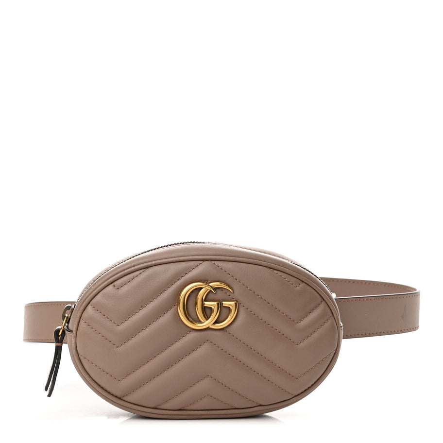 Gucci Calfskin Matelasse GG Marmont Belt Bag 85 34 Porcelain Rose Image 1