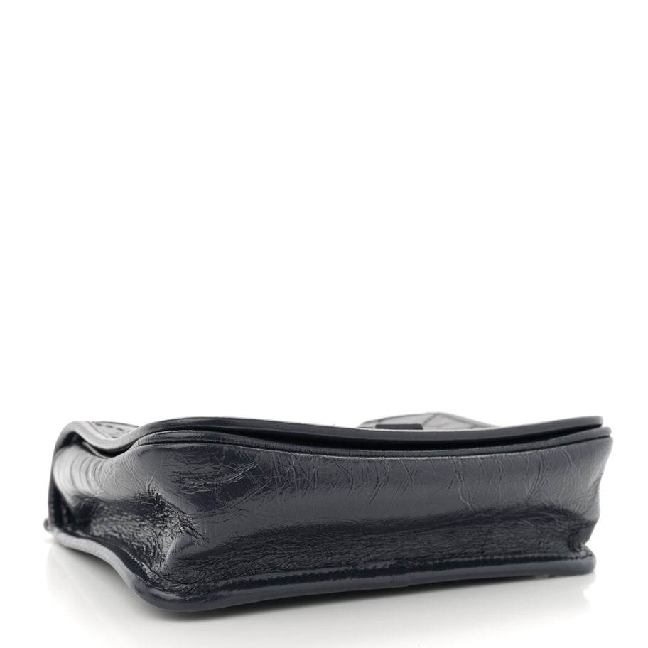 Saint Laurent Crinkled Calfskin Matelasse Monogram Niki Chain Wallet Deep Marine Image 4