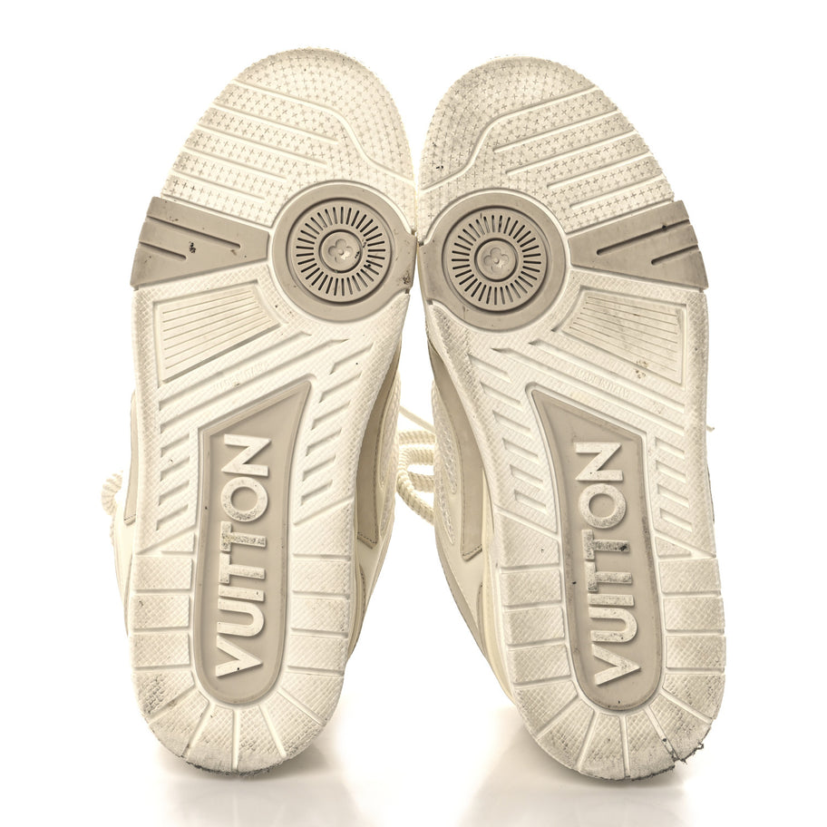 Louis Vuitton Calfskin Mesh Womens LV Skate Sneaker Beige White Image 6