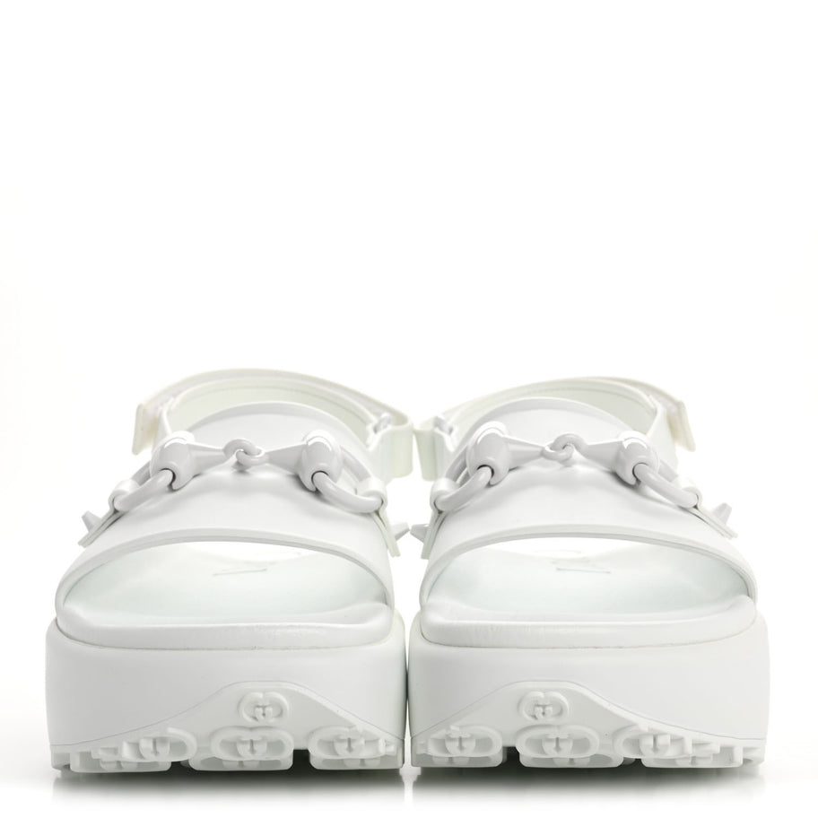 Gucci Soft Rubber Horsebit Touch Womens Strapped Sandals 38 Great White Image 3