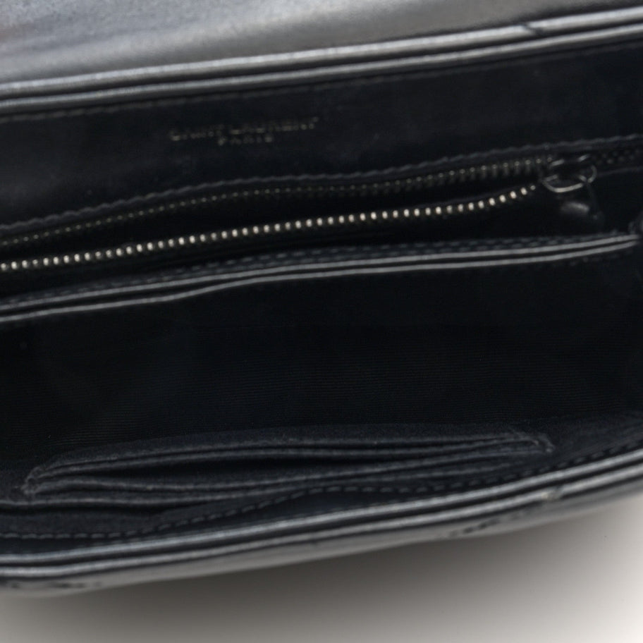 Saint Laurent Calfskin Y Quilted Monogram Monochrome Toy Loulou Crossbody Bag Black Image 7