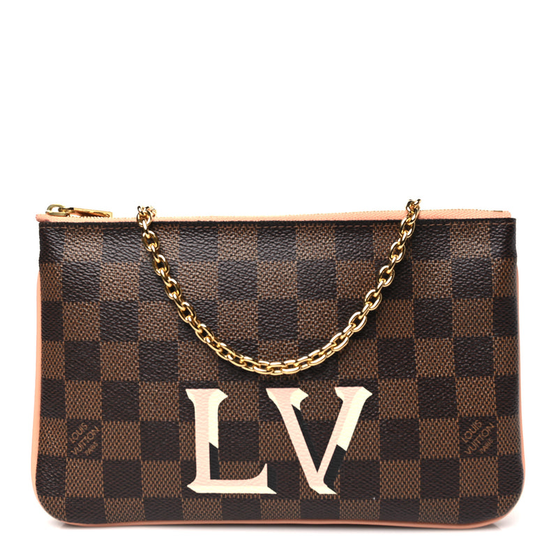  Louis Vuitton Damier Ebene Double Zip Pochette