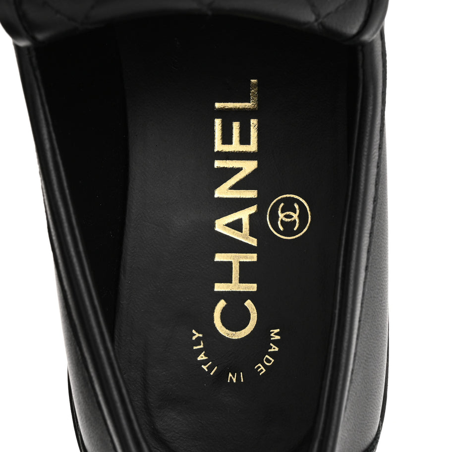 Chanel Lambskin Quilted CC TurnLock Loafers 36 Black Image 7