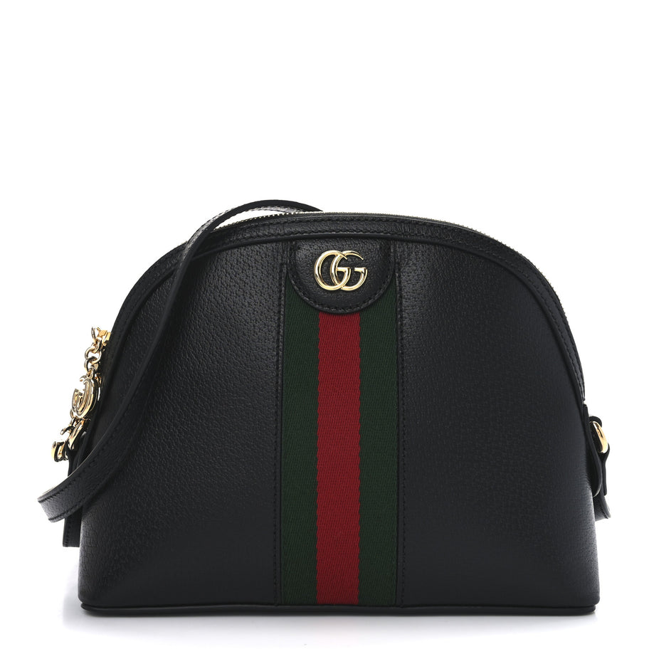 Gucci Calfskin GG Web Small Ophidia Dome Shoulder Bag Black Image 1