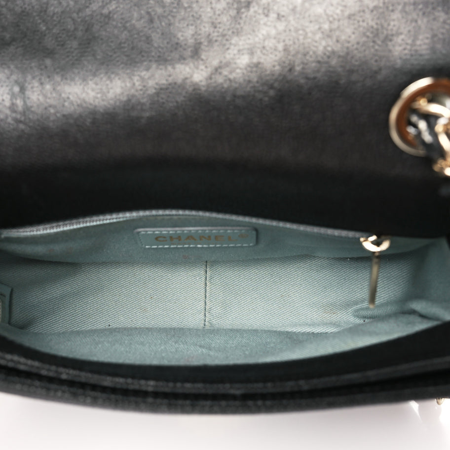 Chanel Grained Calfskin Quilted Small Cuba Top Handle Flap Black Image 5