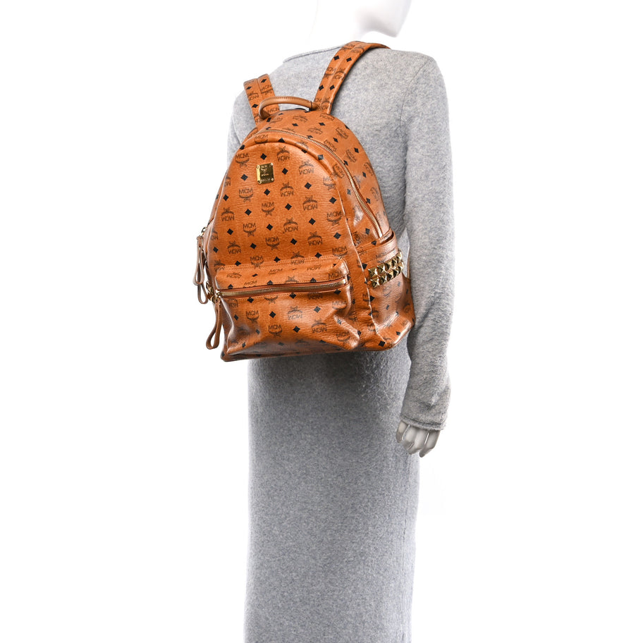 MCM Visetos Medium Side Studs Stark Backpack Cognac Image 2