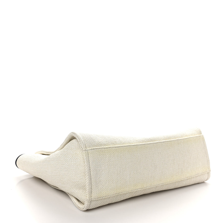 Chanel Woven Straw Raffia Extra Large Deauville Tote White Navy Image 4