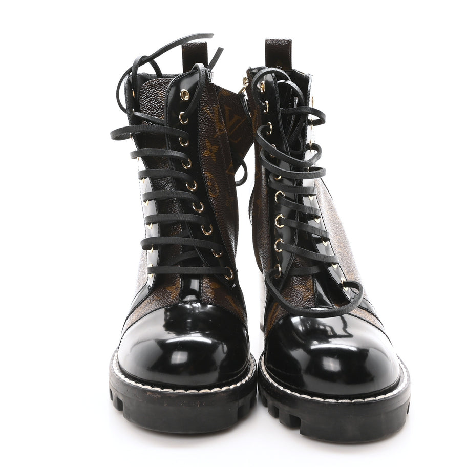 Louis Vuitton Patent Calfskin Monogram Star Trail Ankle Boots Black Image 3