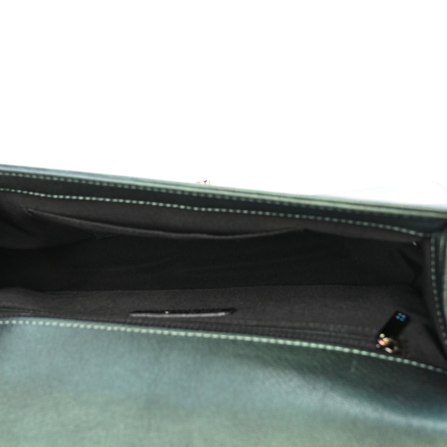 Chanel Iridescent Goatskin Quilted New Medium Boy Flap Green Image 5