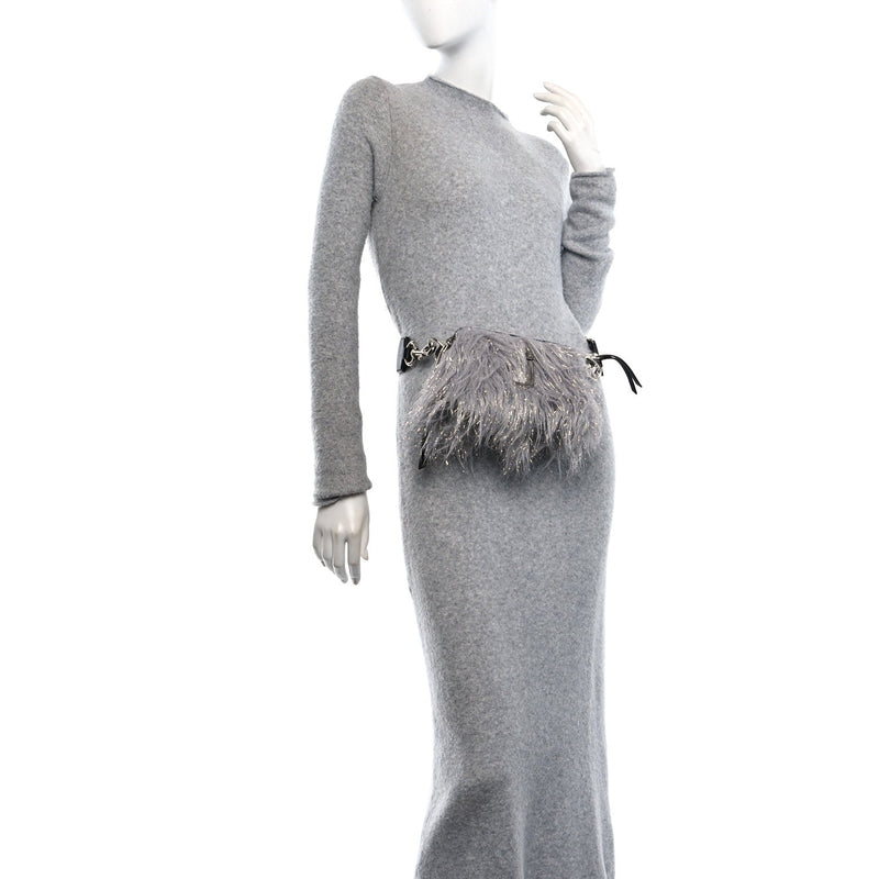  Marc Jacobs Faux Fur Calfskin The Creature Snapshot Camera Bag Grey Silver