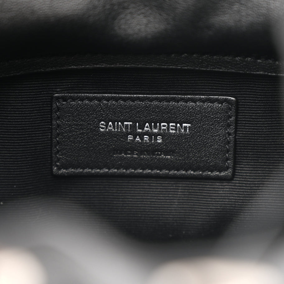 Saint Laurent Smooth Calfskin Studded Small Bahia Drawstring Bucket Bag Black Image 7