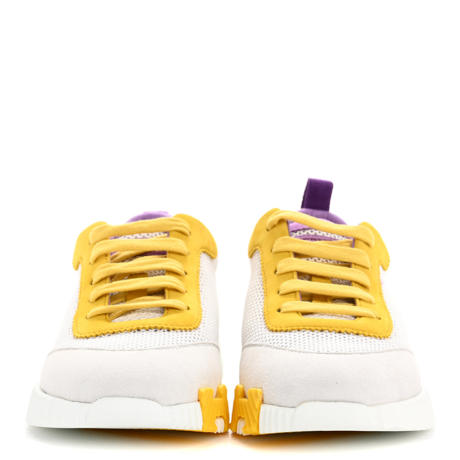 Hermes Air Mesh Suede Goatskin Bouncing Sneakers 36 White Multicolor Image 3