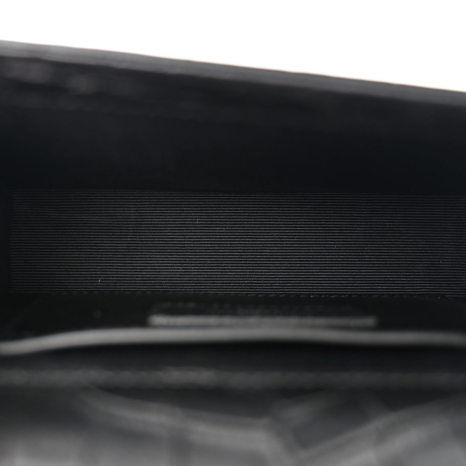 Saint Laurent Calfskin Crocodile Embossed Small Classic Monogram Kate Tassel Satchel Black Image 5