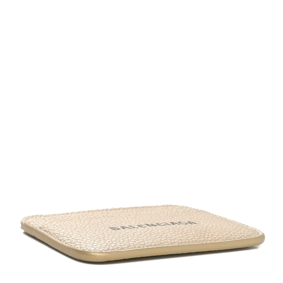 Balenciaga Grained Calfskin Logo Cash Rounded Card Holder Gold Black Image 4