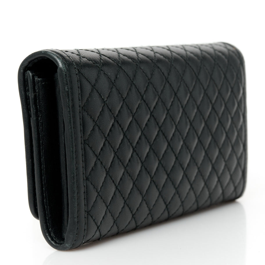 Prada Soft Calfskin Quilted Continental Flap Wallet Black Image 4