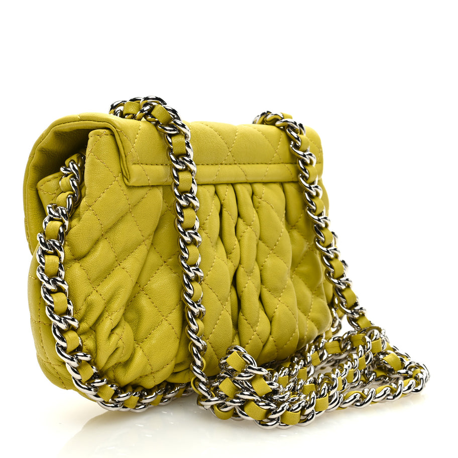 Chanel Washed Lambskin Quilted Mini Chain Around Flap Yellow Image 3