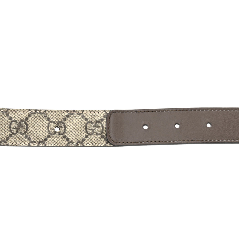 Gucci GG Supreme Monogram Matte Plutone Calfskin Double G 30mm Belt 80 32 Beige Ebony New Acero Image 3