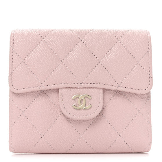 Chanel Caviar Quilted Compact Flap Wallet Light Pink Image 1