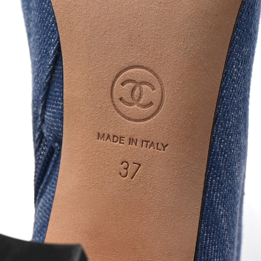 Chanel Denim Grosgrain Cap Toe Short Boots 37 Blue Image 7