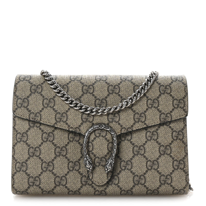  Gucci GG Supreme Monogram Mini Dionysus Chain Wallet Beige Black