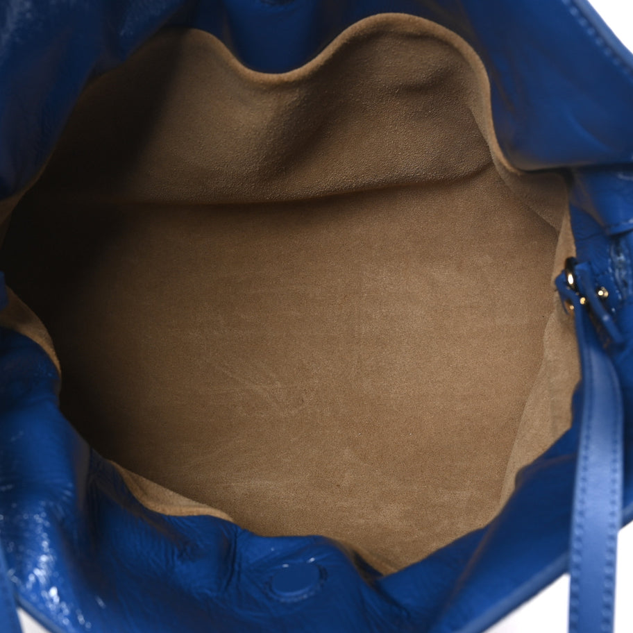 Loewe Crackle Patent Calfskin Medium Flamenco Knot Bag Royal Blue Image 5