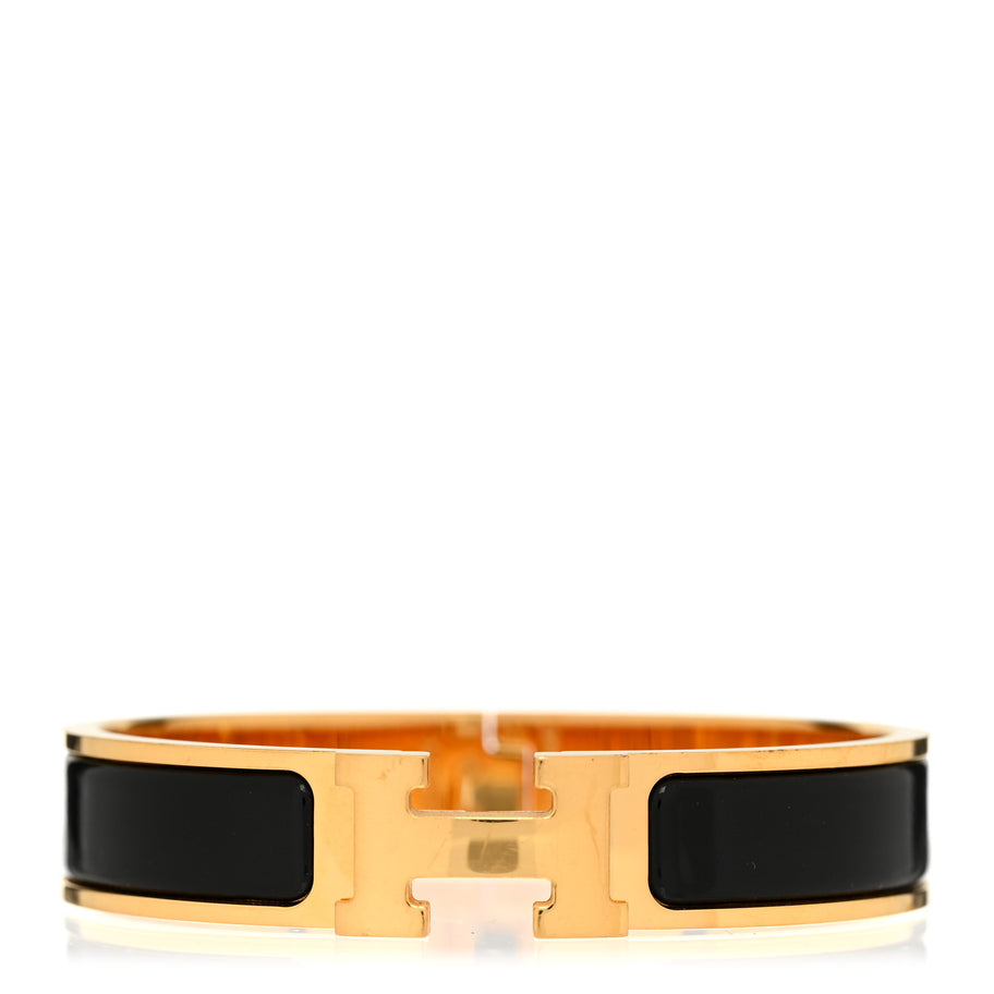 Hermes Enamel Narrow Clic Clac H Bracelet PM Black Image 1