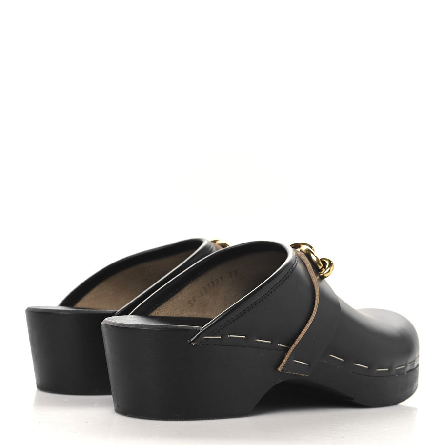 Saint Laurent Smooth Calfskin Le Maillon Clogs 39 Black Image 5