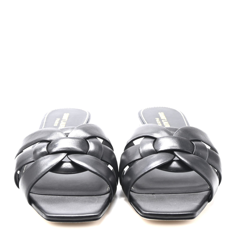 Saint Laurent Calfskin Tribute 05 Slide Sandals 38.5 Black Image 3