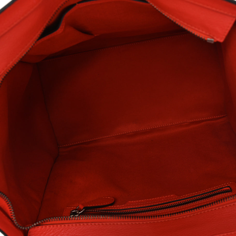 Celine Drummed Calfskin Mini Luggage Coquelicot Image 5
