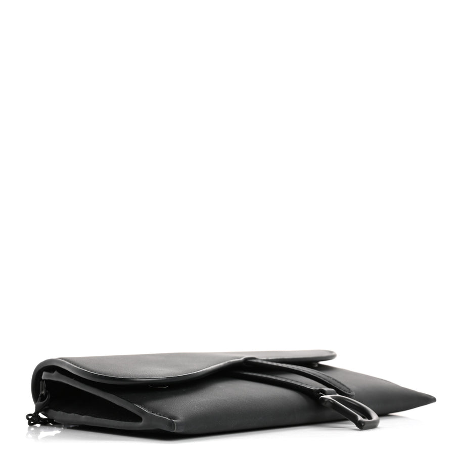 Christian Dior Ultra Matte Calfskin Saddle Chain Wallet Pouch Black Image 5