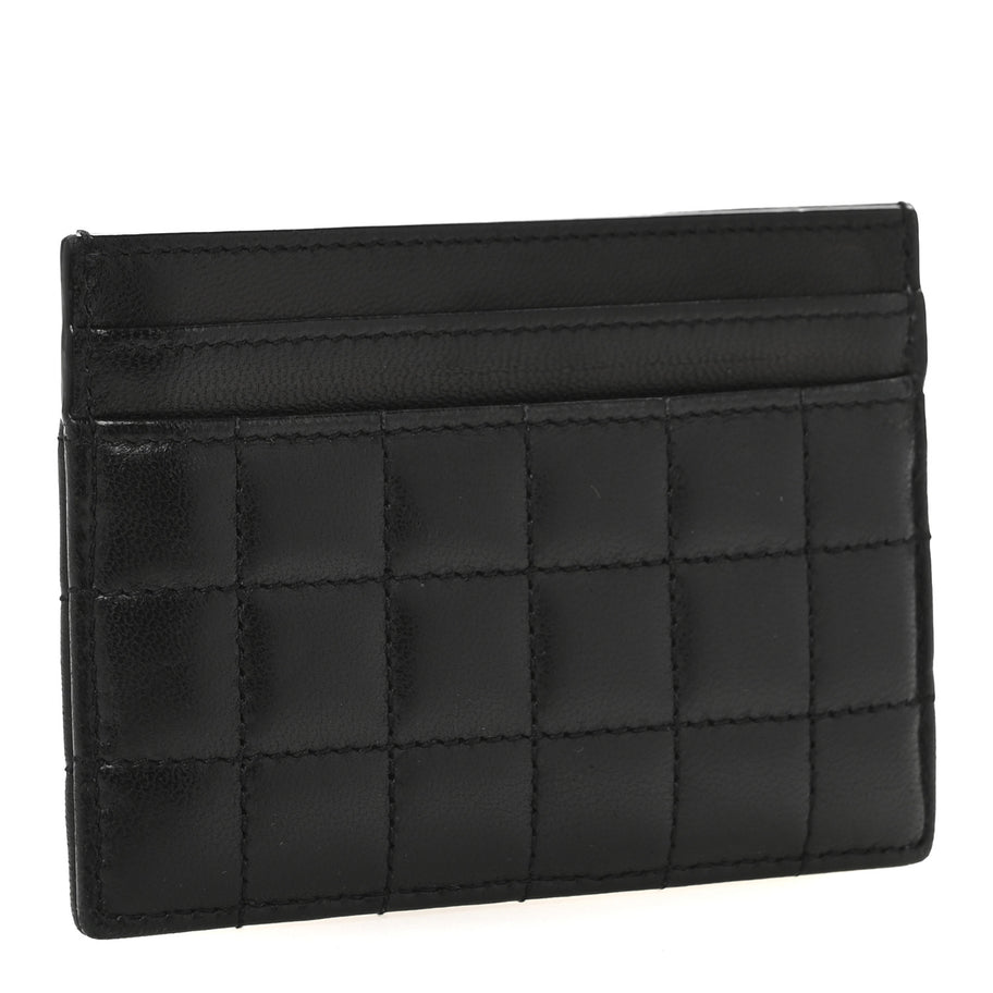 Saint Laurent Lambskin Carre Quilted Cassandre Credit Card Case Black Image 3