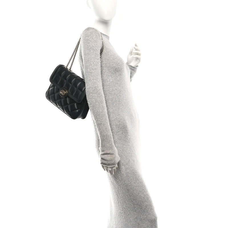  Gucci Calfskin Quilted Small Deco Shoulder Bag Black