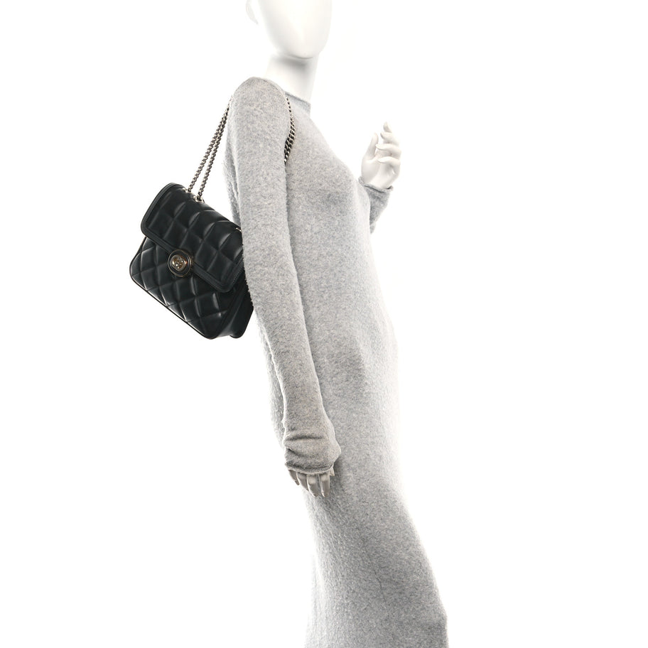 Gucci Calfskin Quilted Small Deco Shoulder Bag Black Image 2