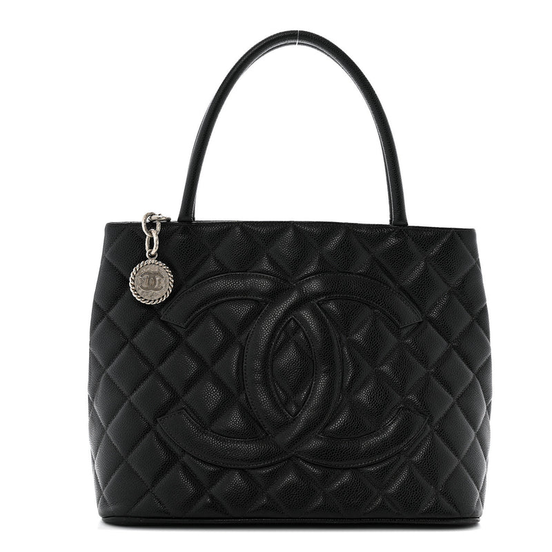 Chanel Caviar Quilted Medallion Tote Black