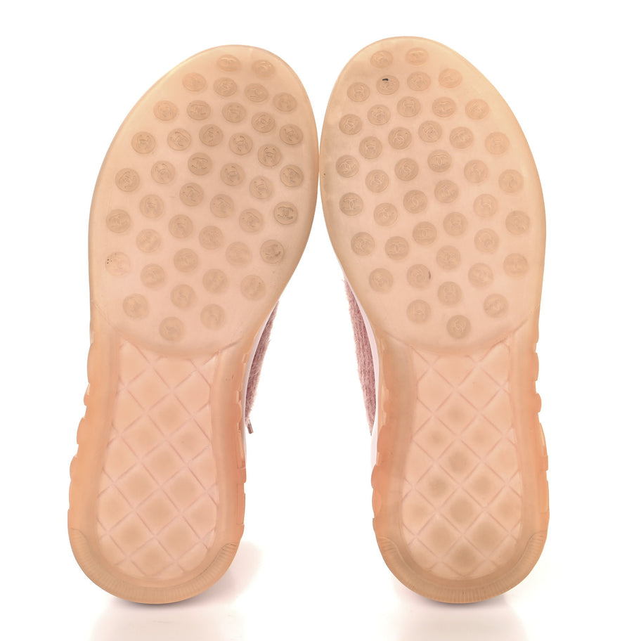Chanel Suede Calfskin Stretch Fabric CC Sneakers 41 Pink Image 6
