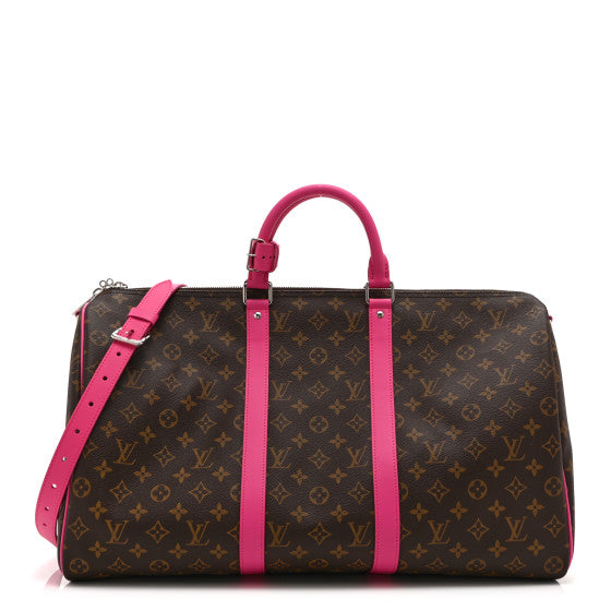  Louis Vuitton Monogram Macassar Keepall Bandouliere 50 Fuchsia
