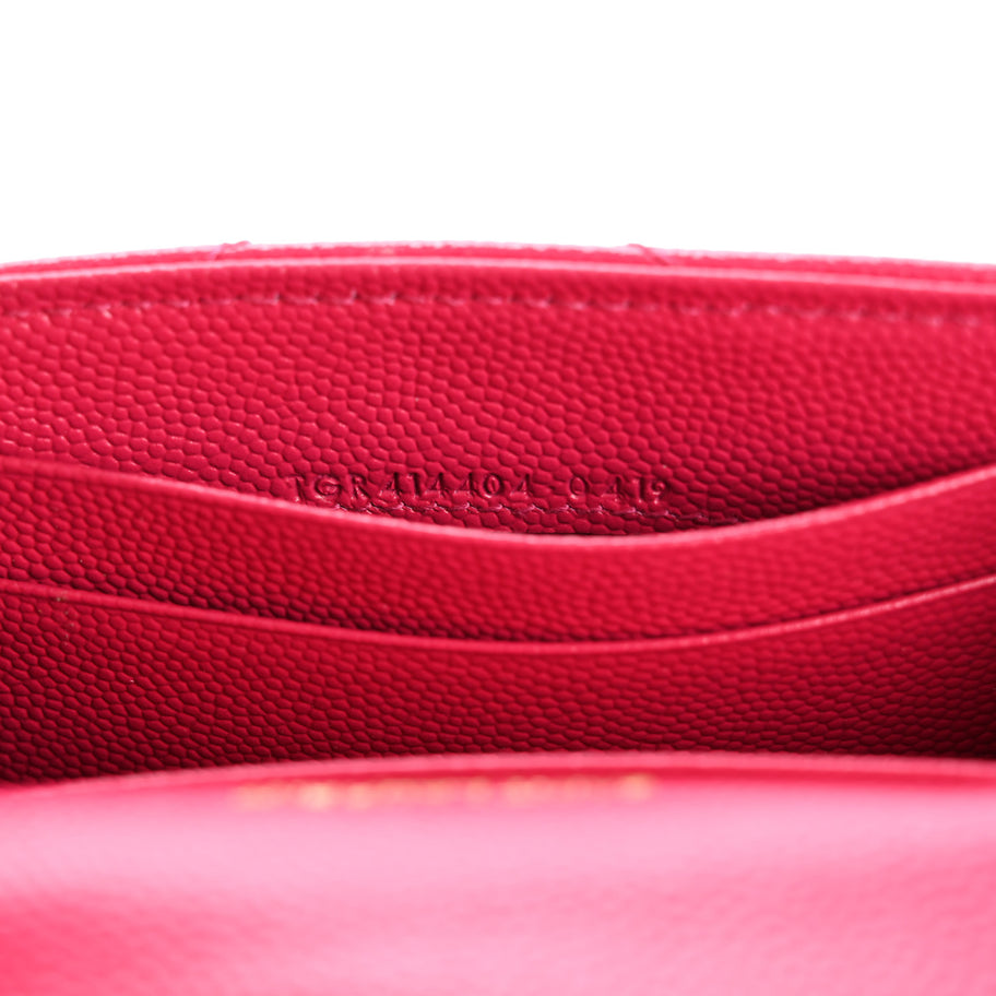 Saint Laurent Grain De Poudre Matelasse Chevron Small Monogram Envelope Wallet Bubblegum Image 7