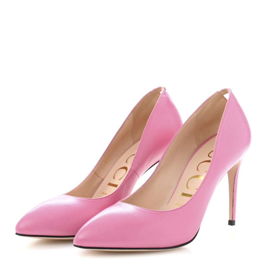 Gucci Malaga Kid GG Split Back Pumps 38.5 Pink Tropical Flower Image 4