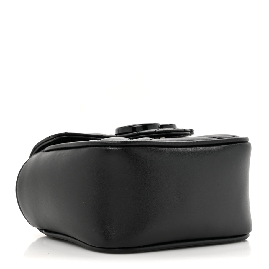 Gucci Calfskin Matelasse Monochrome GG Marmont Chain Mini Belt Bag Black Image 4
