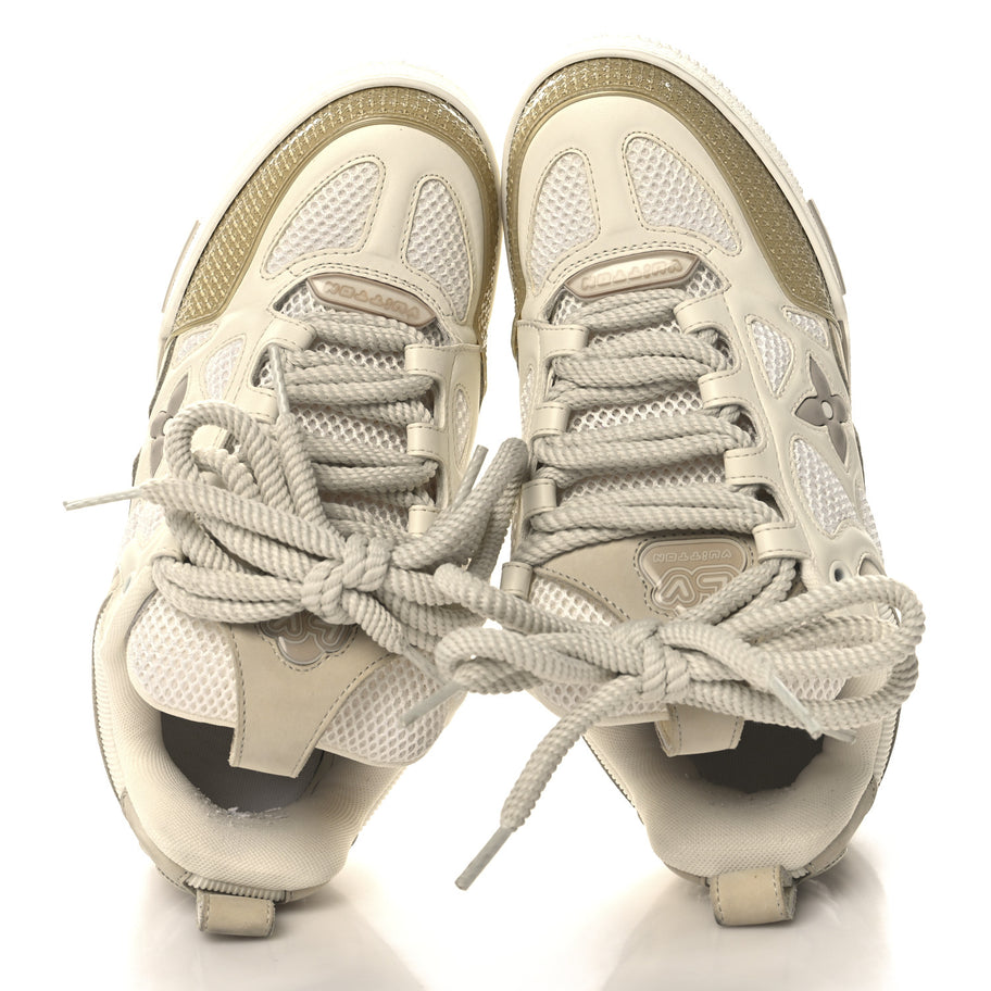 Louis Vuitton Calfskin Mesh Womens LV Skate Sneaker Beige White Image 2