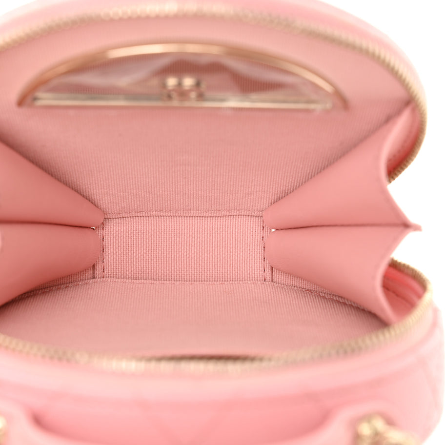 Chanel Caviar Quilted Round Handle With Care Vanity With Chain Pink Image 5