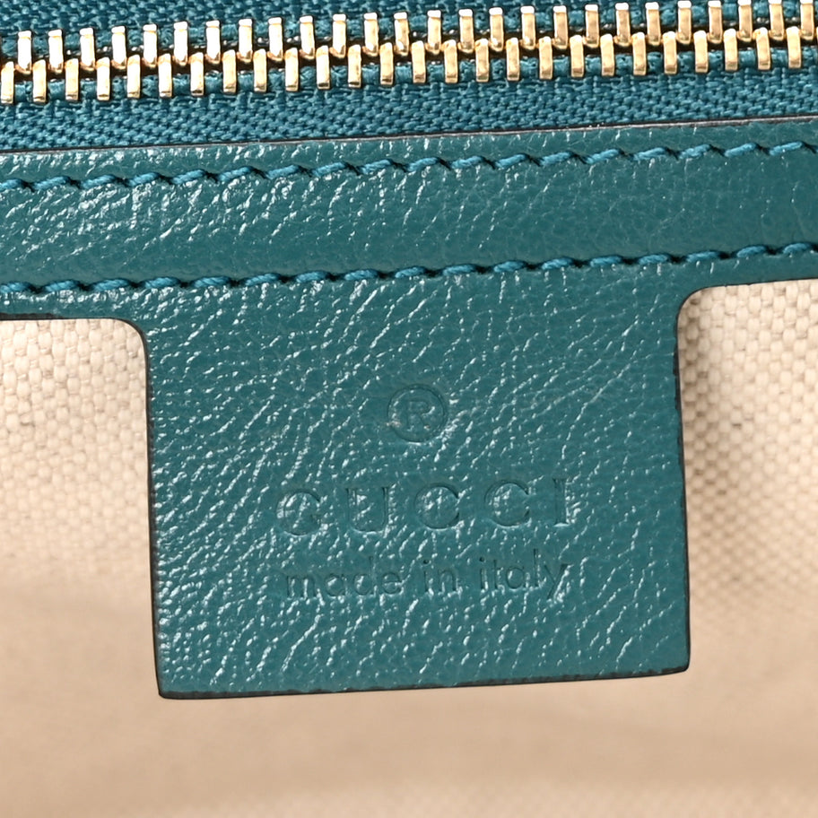 Gucci Azalea Calfskin Enamel Matelasse Diagonal Small Torchon GG Marmont Shoulder Bag Imperial Blue Pavone Image 6