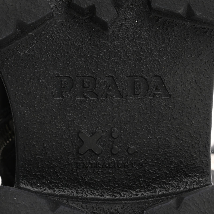 Prada Spazzolato Rois Re-Nylon Metal Triangle Logo Monolith Pouch Pocket 55mm Tall Combat Boots 36.5 Black Image 7