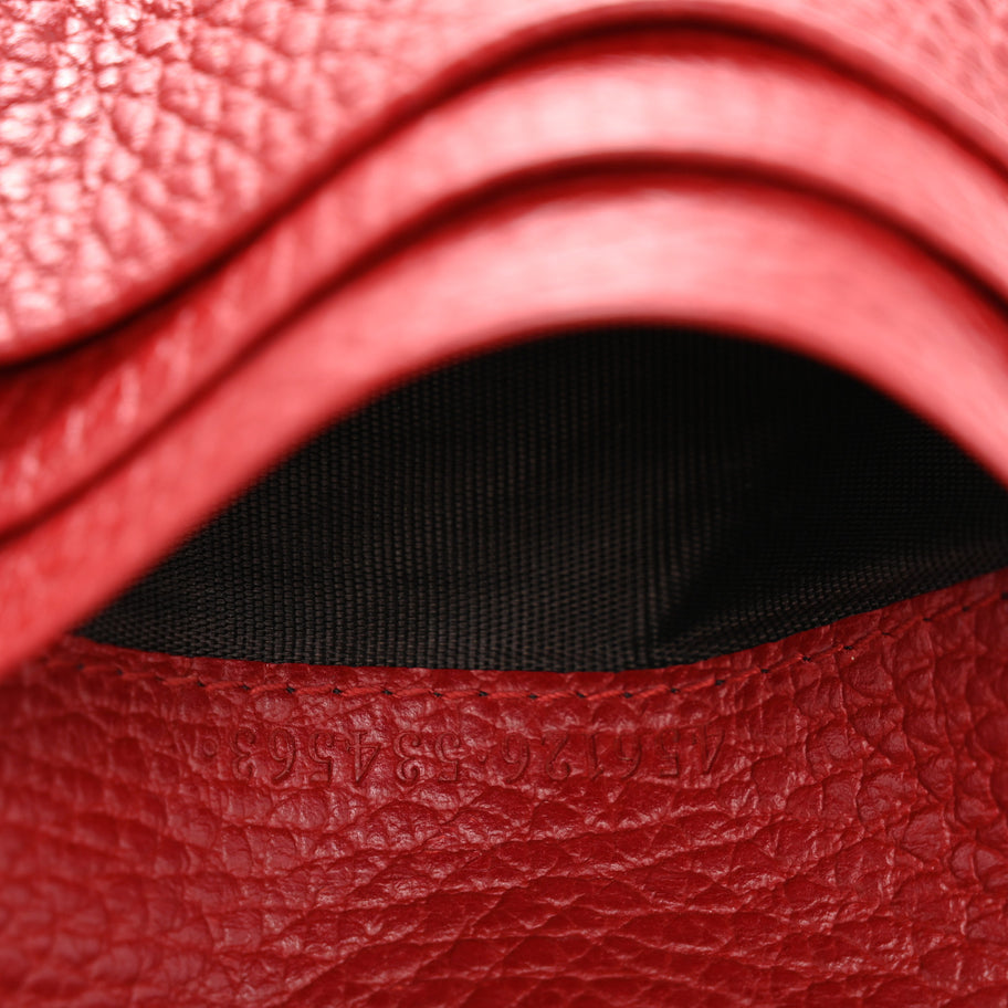 Gucci Pebbled Calfskin GG Marmont Card Case Hibiscus Red Image 7