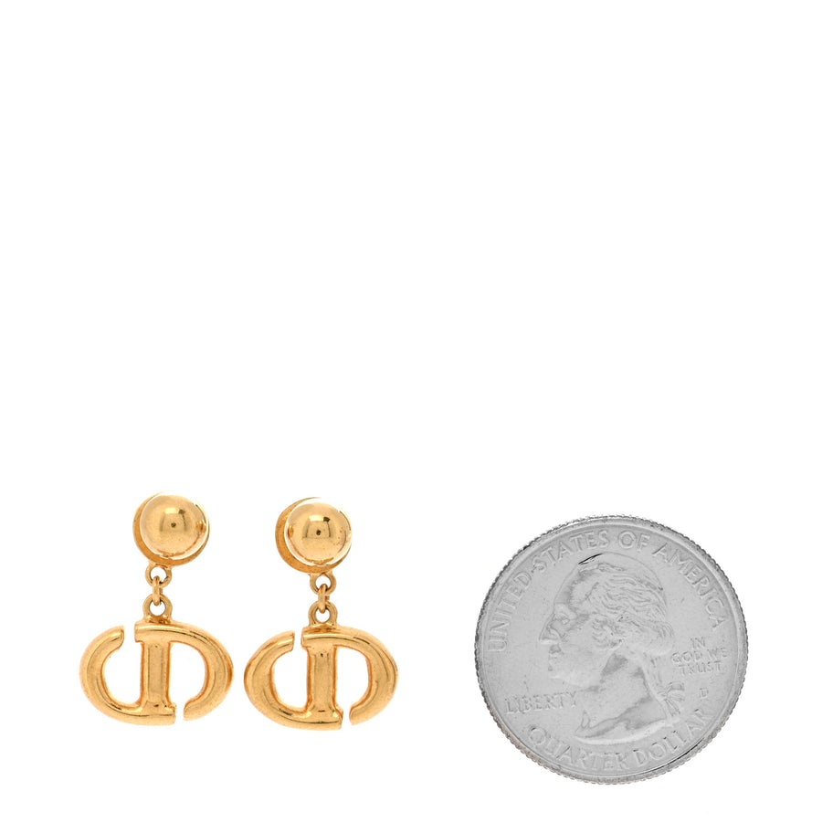Christian Dior Metal Petit CD Drop Earrings Gold Image 2
