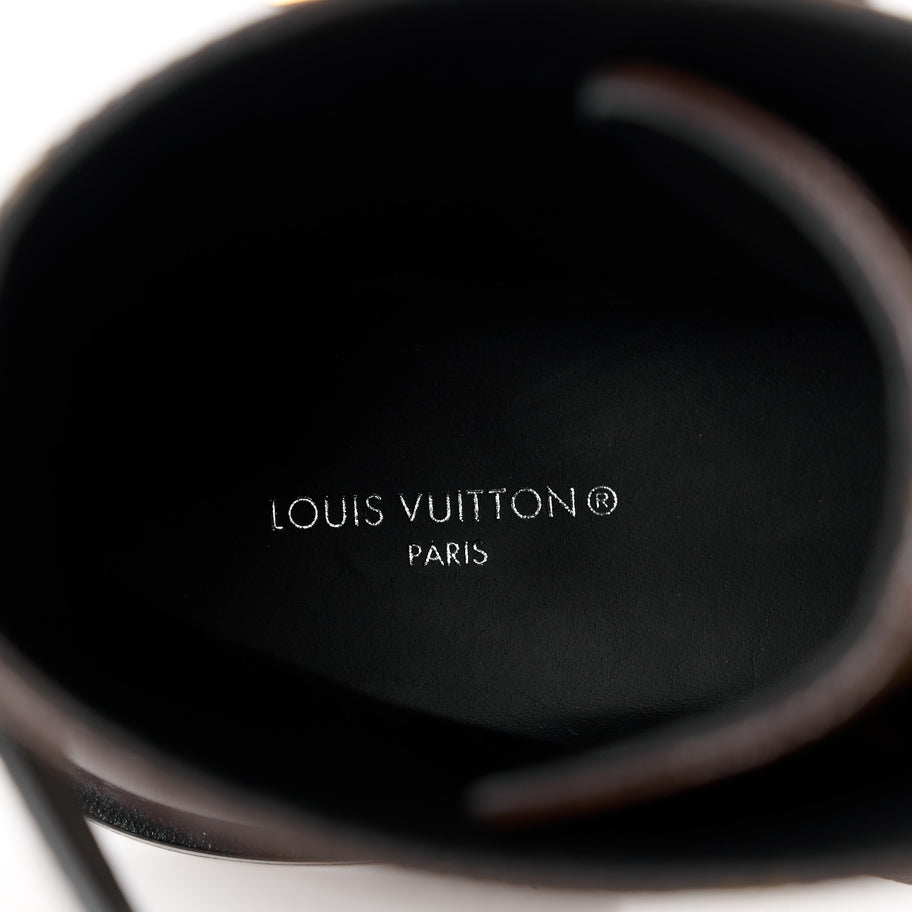 Louis Vuitton Calfskin Monogram Wonderland Flat Ranger Boots 37 Black Image 7