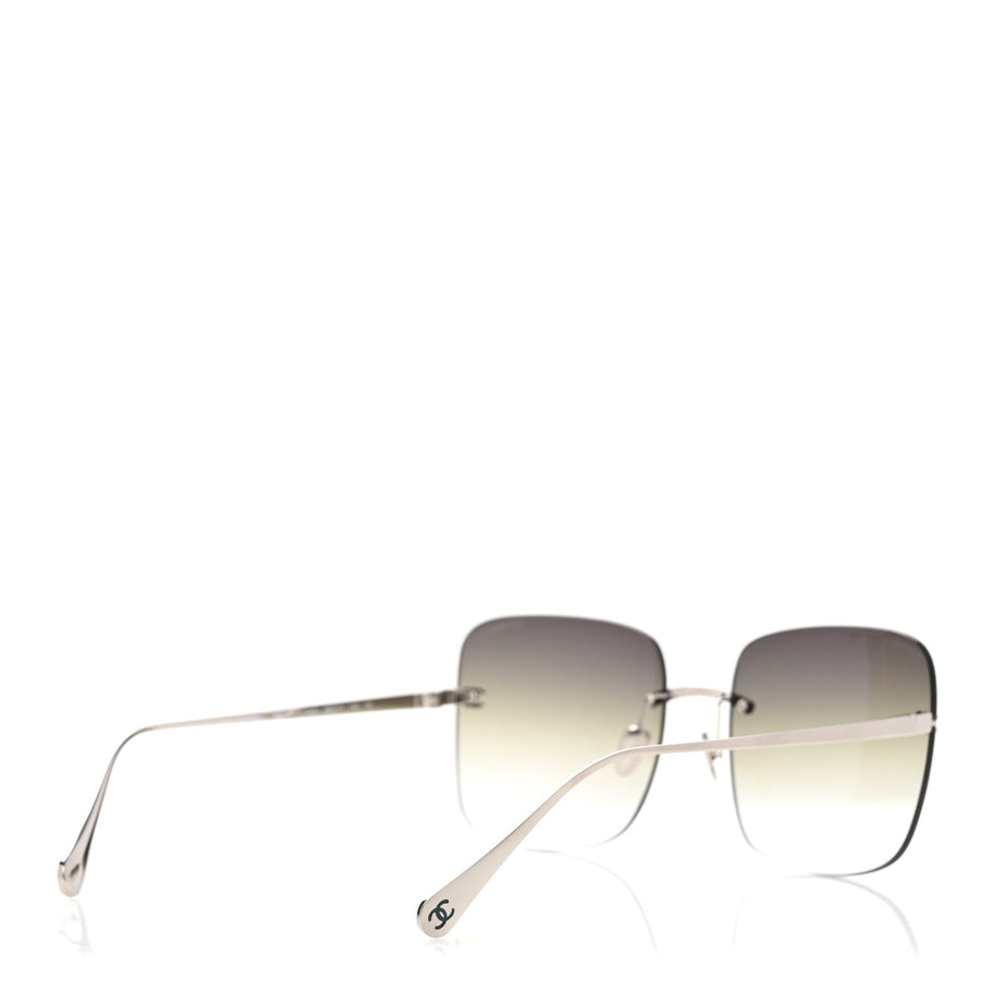 Chanel Titanium Rimless Square Sunglasses 4287-T Silver Image 4