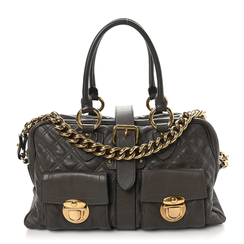 Marc Jacobs Calfskin Quilted Venetia Satchel Grey