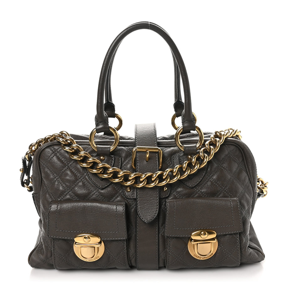 Marc Jacobs Calfskin Quilted Venetia Satchel Grey Image 1