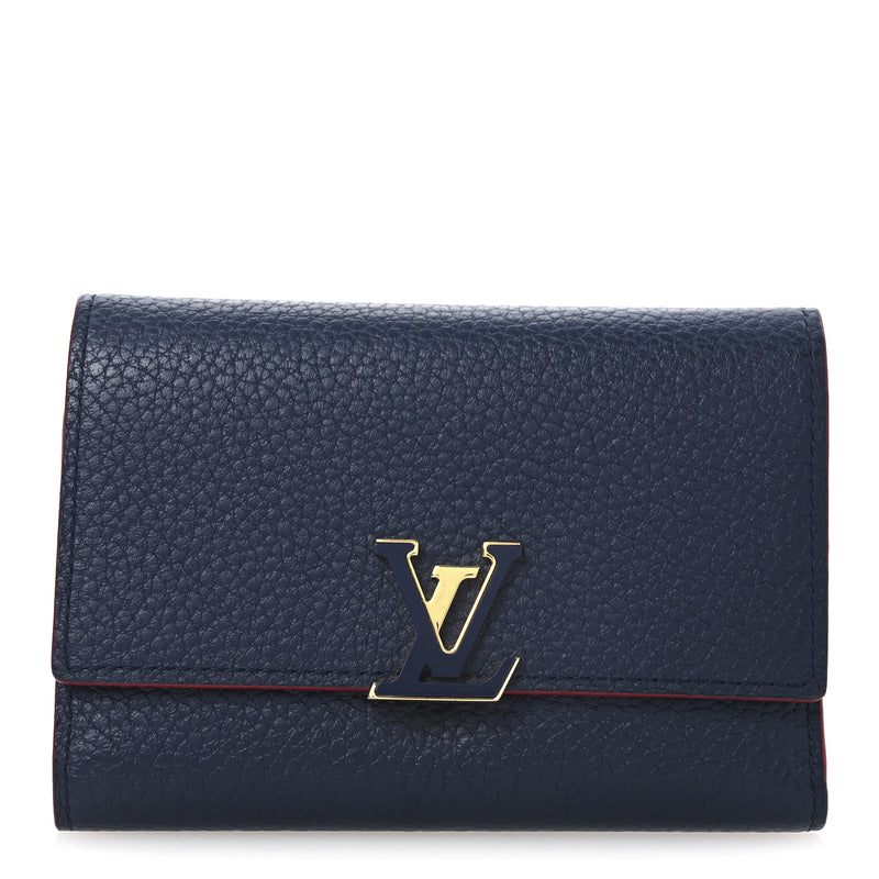  Louis Vuitton Taurillon Capucines Compact Wallet Marine Rouge